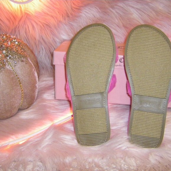 Juicy Couture Slide Slippers Faux Fur Crystals Gravity Pink Women's Sizes - Picture 8 of 15